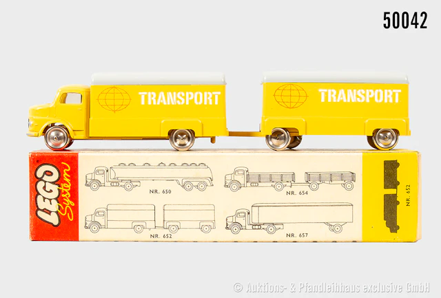 Lego System H0 Modellfahrzeug 652 Mercedes Koffergespann mit Anhänger