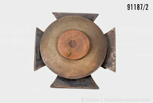 EK 1 1914 an 2-teiliger Schraubscheibe, Silberpunze "800", guter Zustand