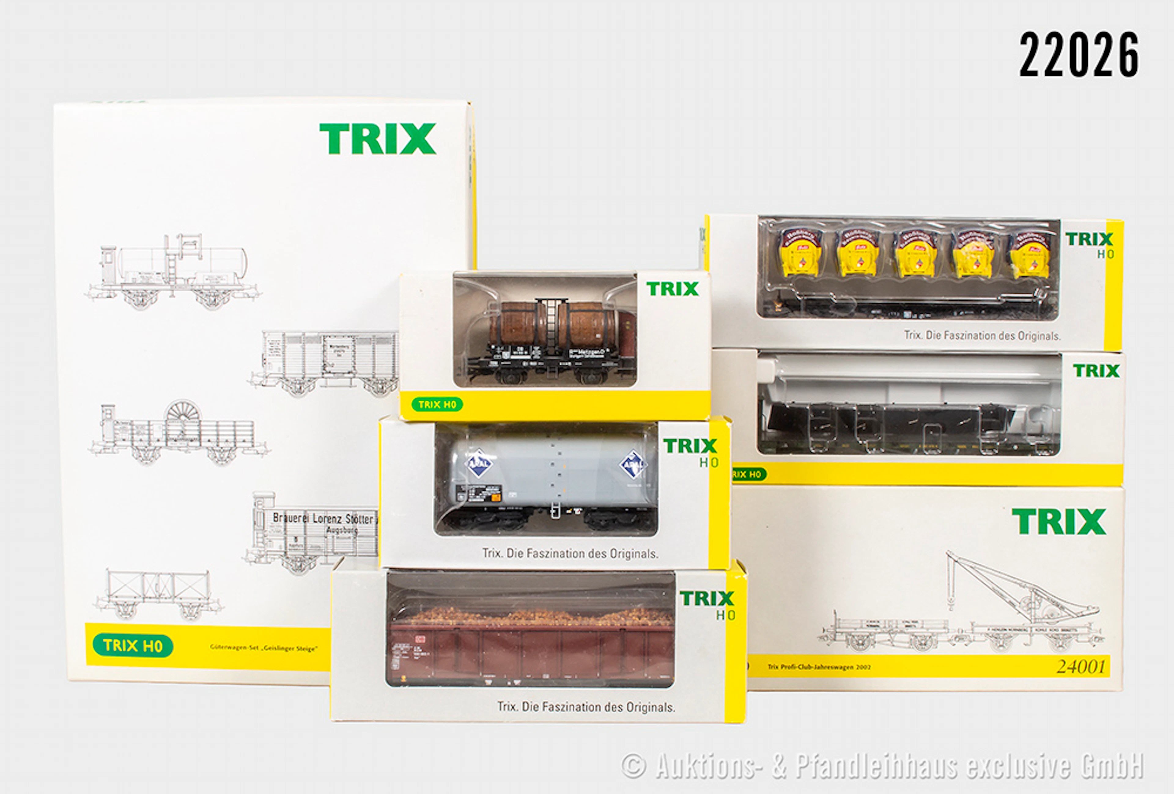 7x Trix H0 Güterwagenpackungen, Z 0-1, OVP