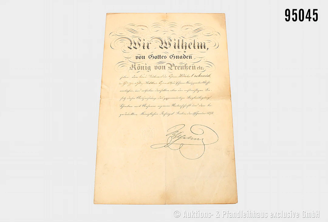 Preußen Urkunde zum EK 2 1870 für den Seconde Leutnant der Reserve