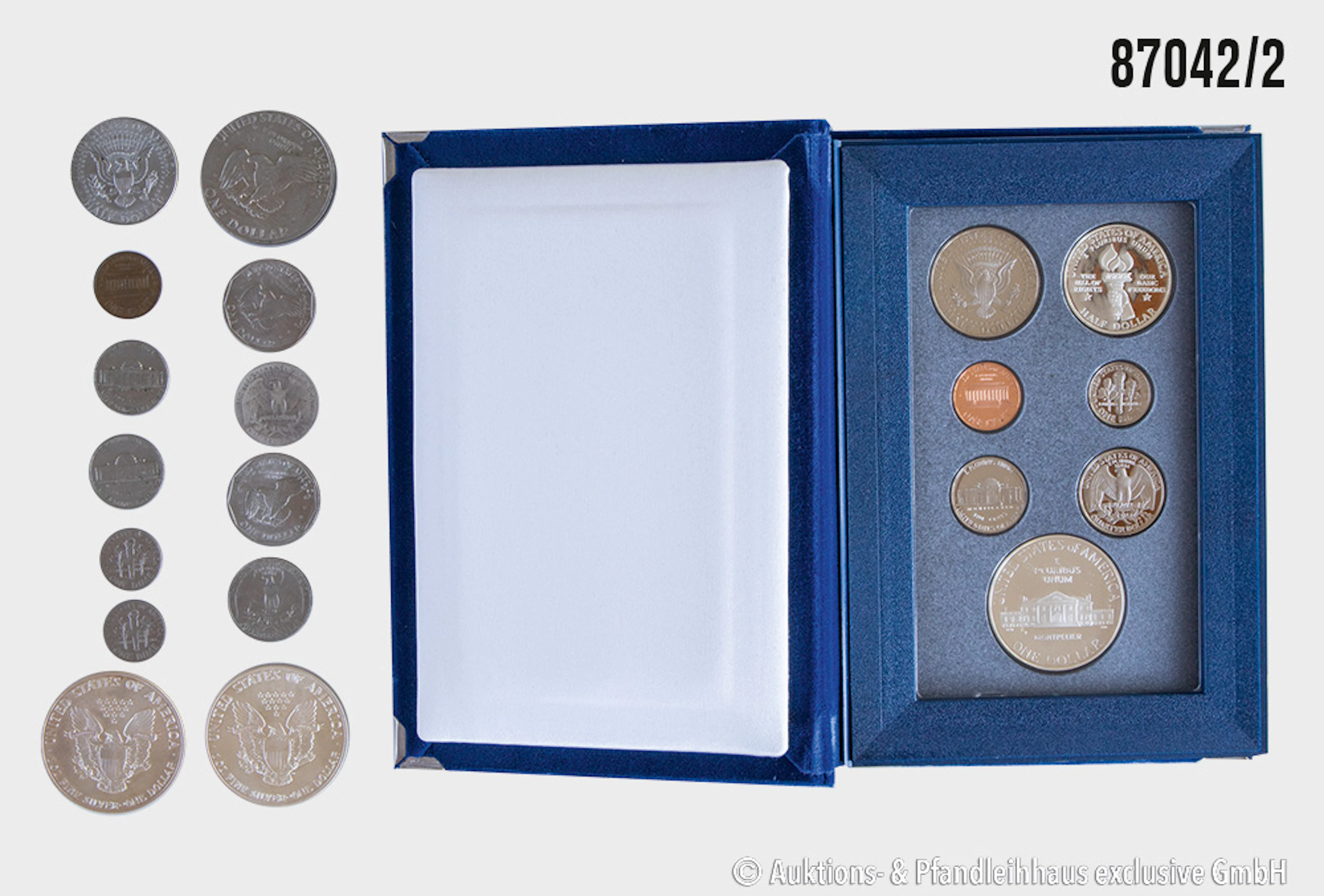 USA Konvolut 20 Münzen, 1x KMS Prestige Set 1993 James Madison 7 Münzen