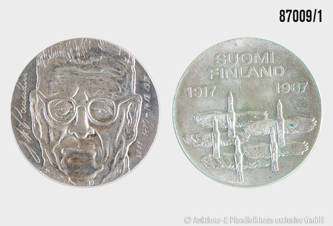Finnland 2x 10 Markkaa 1967 fliegende Wildgänse, Silber 900, 23,87