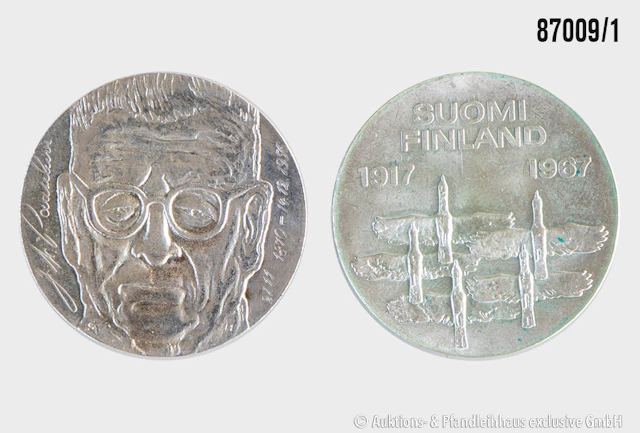 Finnland 2x 10 Markkaa 1967 fliegende Wildgänse, Silber 900, 23,87