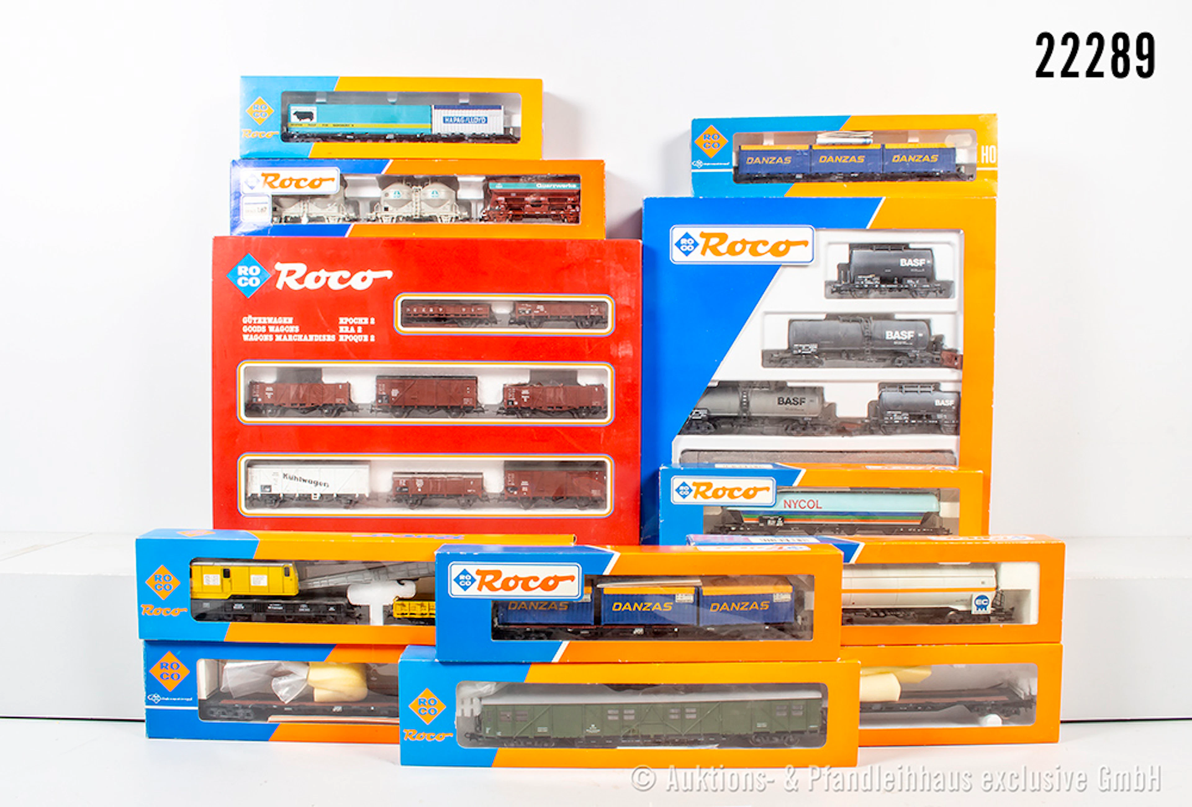 Roco H0: 244021 & 04057A Güterwagen-Sets & 10x Güterwagen, überw.