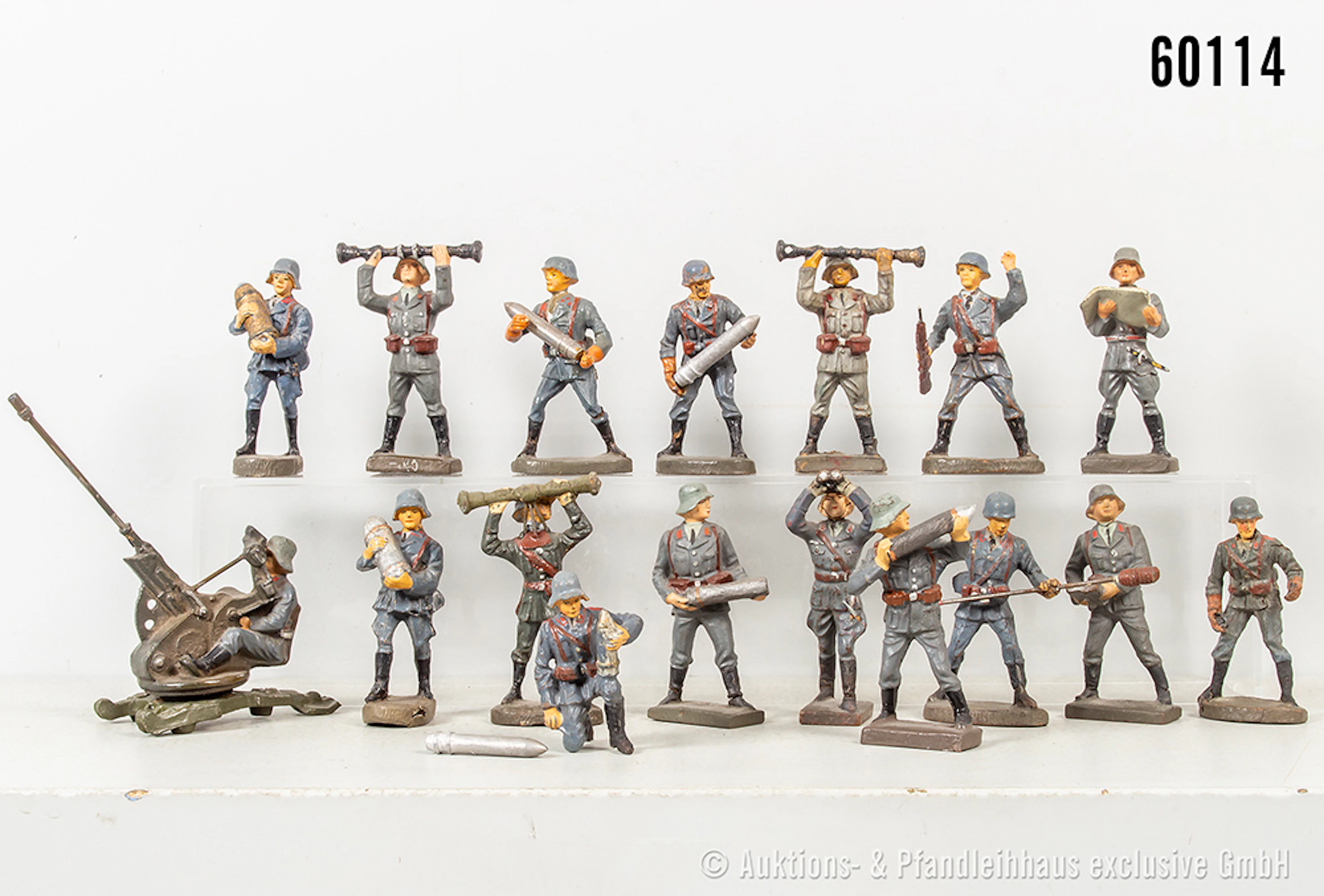Lineol/ Elastolin Figuren, teils Varianten alle Flak Artilleristen