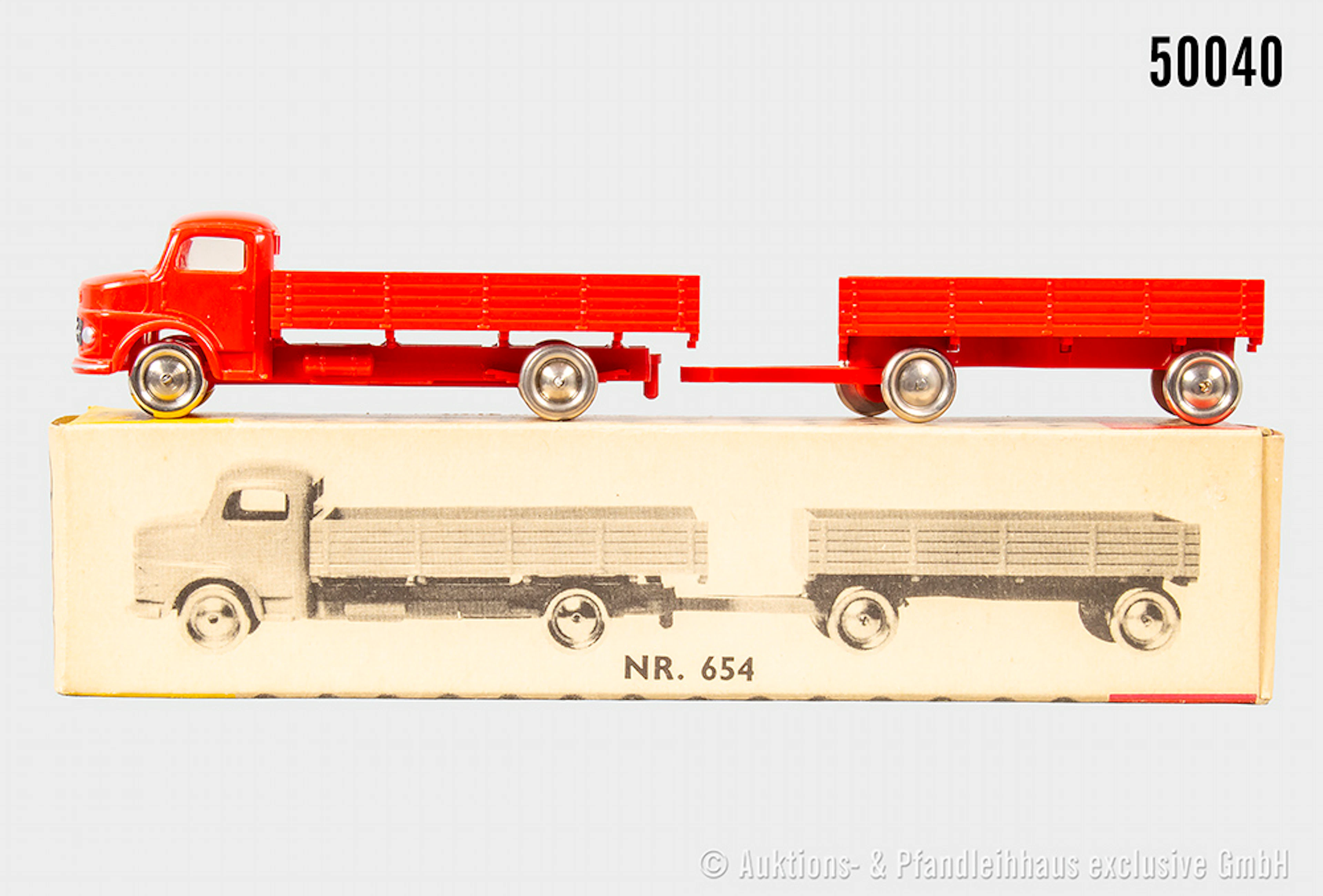 Lego System H0 Modellfahrzeug 654 Mercedes Pritschen-Lkw mit Anhänger