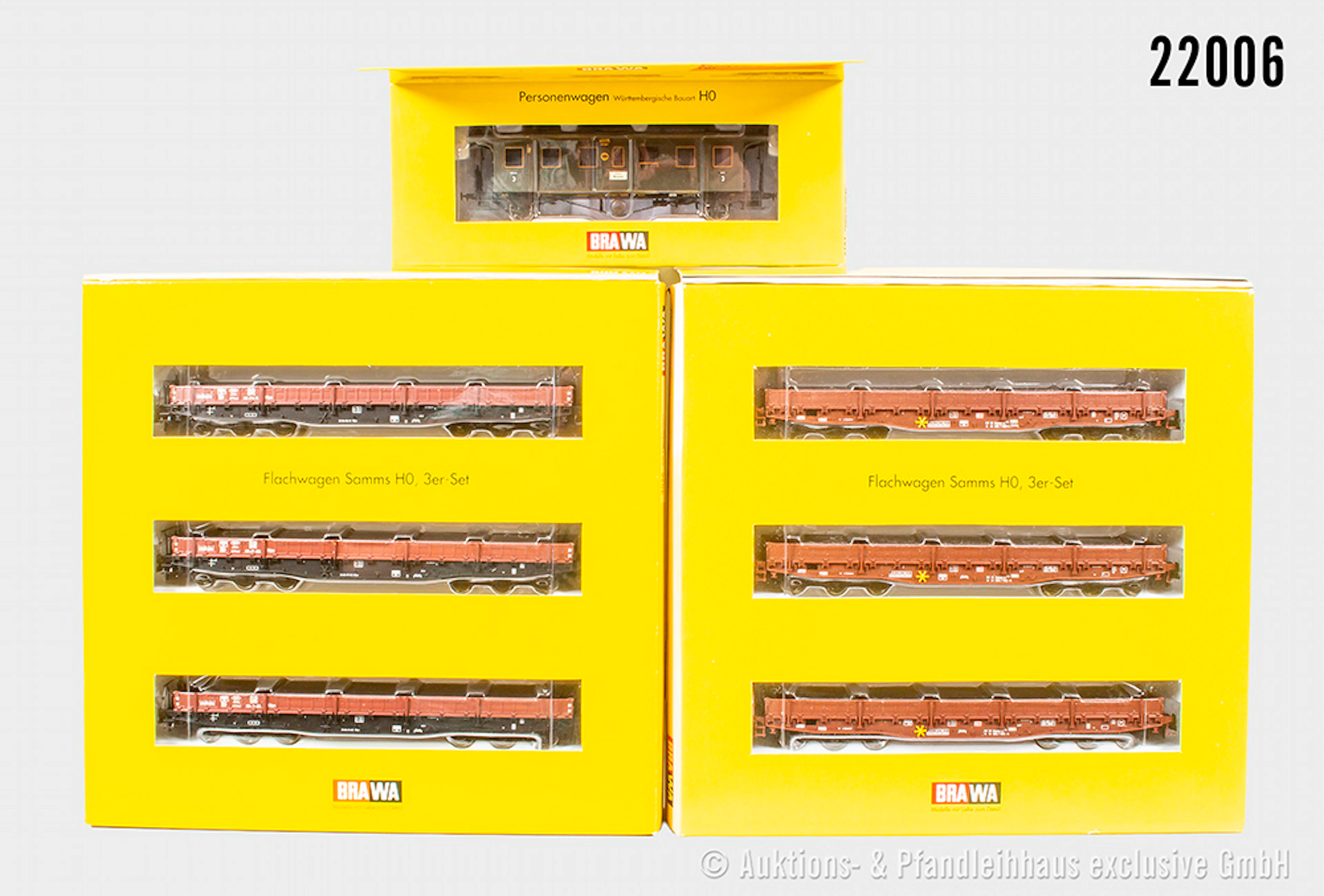 Brawa H0: 2020, 2026 Flachwagen & 2151 Württ. Personenwagen, Z 0-1, OVP