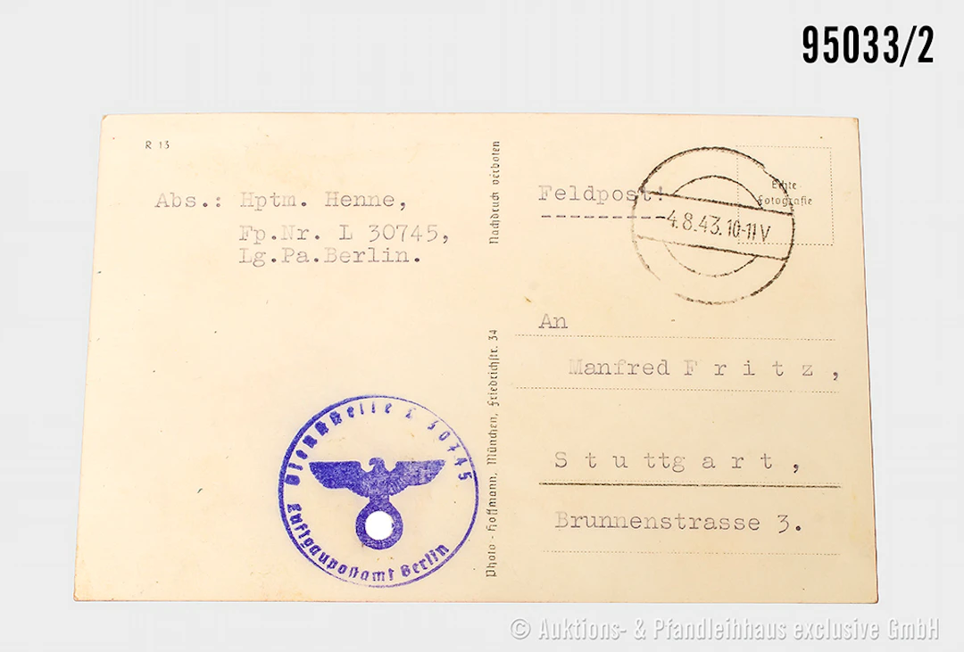 Hoffmann Ritterkreuzträger-Postkarte, Hauptmann Rudolf Henne, Vorderseite