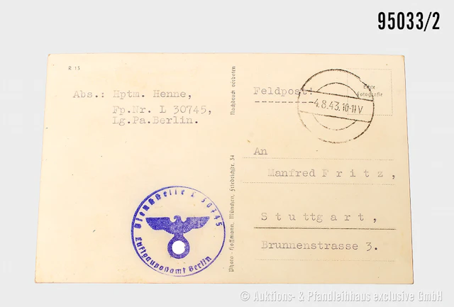 Hoffmann Ritterkreuzträger-Postkarte, Hauptmann Rudolf Henne, Vorderseite