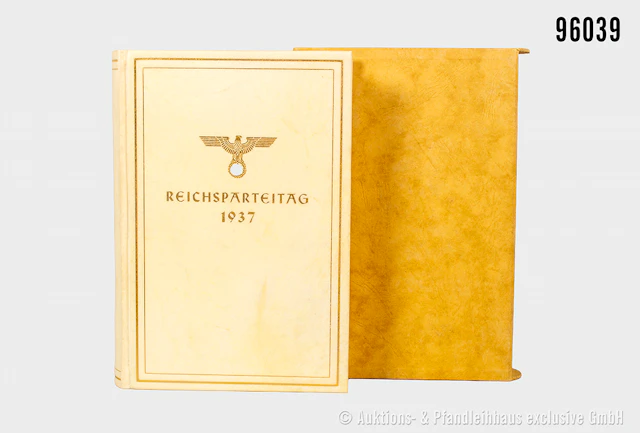 Pergament - Vorzugsausgabe "Der Parteitag der Arbeit " 1937, Rückenvergoldung