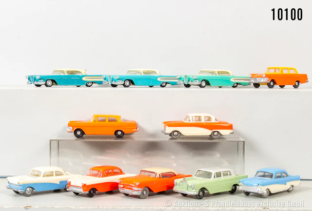 Siku Plastik Modellfahrzeuge, dabei V 98 Ford Edsel, V 171 Opel Rekord