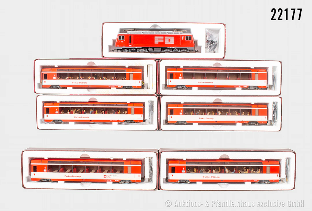 Bemo H0m Panorama-Personenzug, FO: E-Lok, BN 101 & 6x Wagen, 4x mit