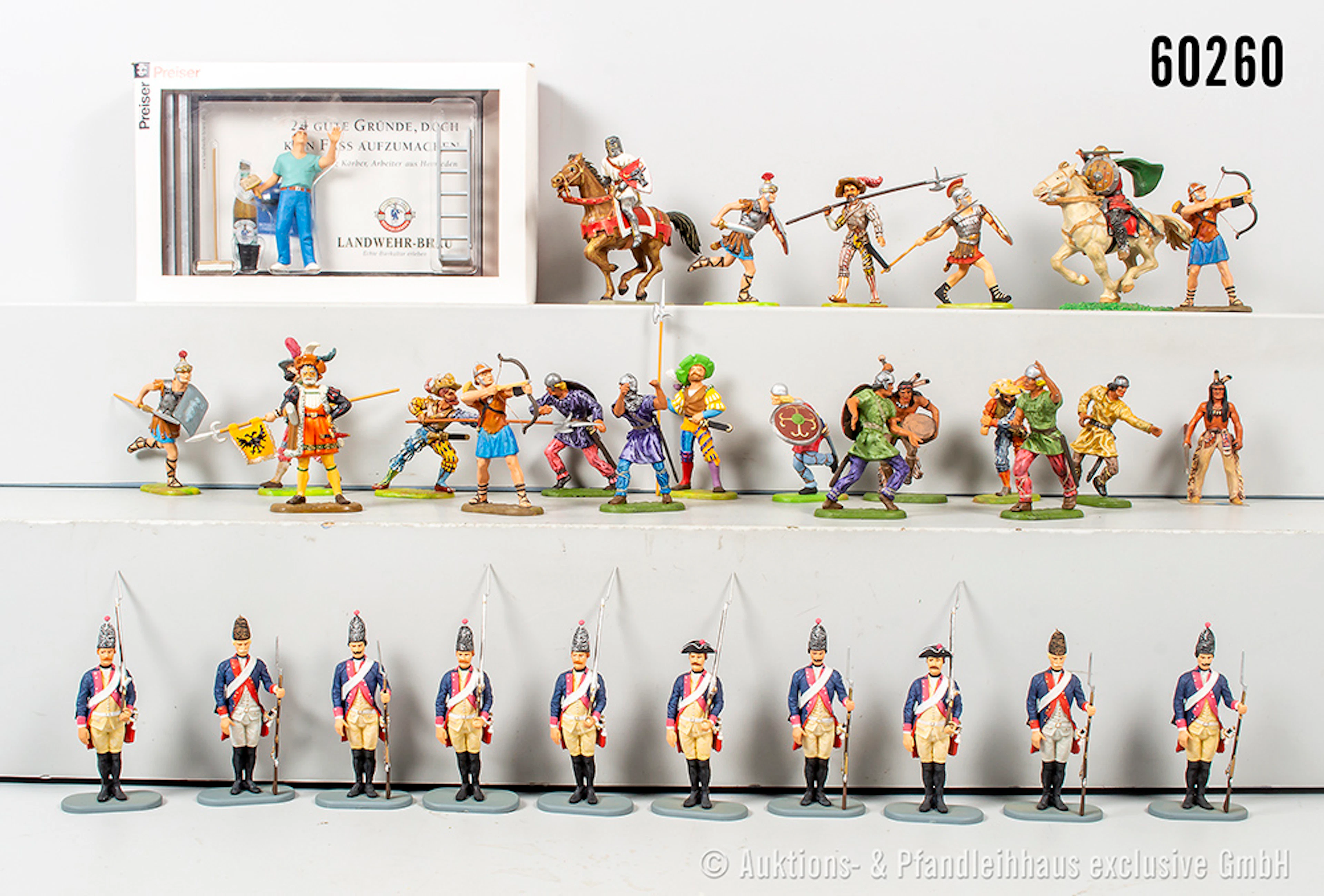 Konv. Kunststofffiguren, überwiegend Preiser, dabei Römer, Landknechte