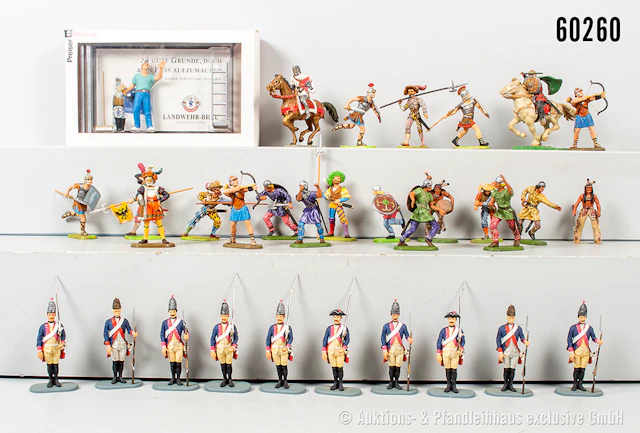 Konv. Kunststofffiguren, überwiegend Preiser, dabei Römer, Landknechte