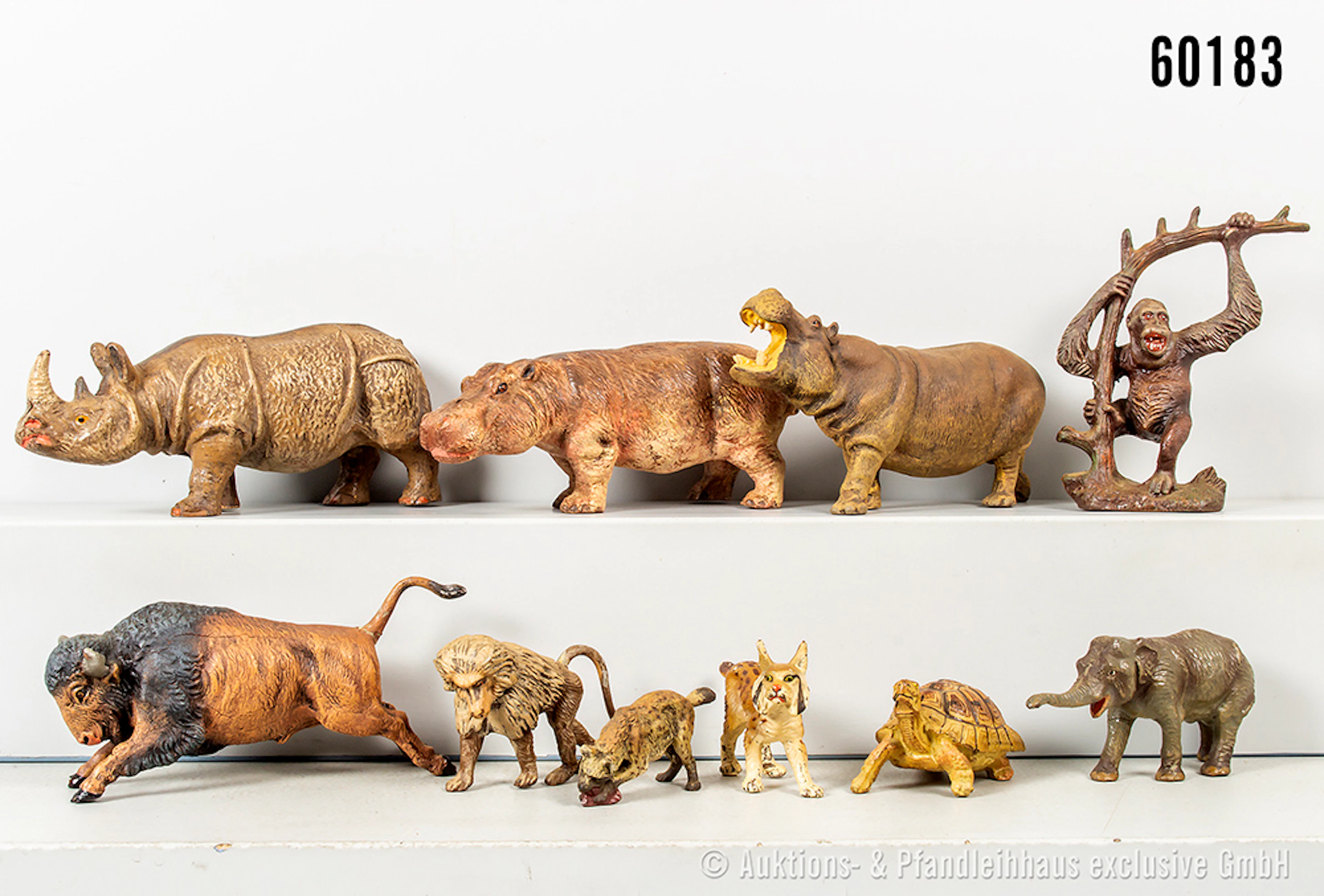 Tiere, u.a. Nashorn, Schildkröte, Nilpferd, Luchs, Masse, L bis ca.