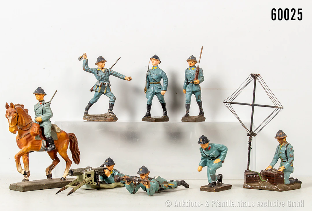 Lineol französische Soldaten, Masse, 7 cm, 1 x etwas beschädigt sonst