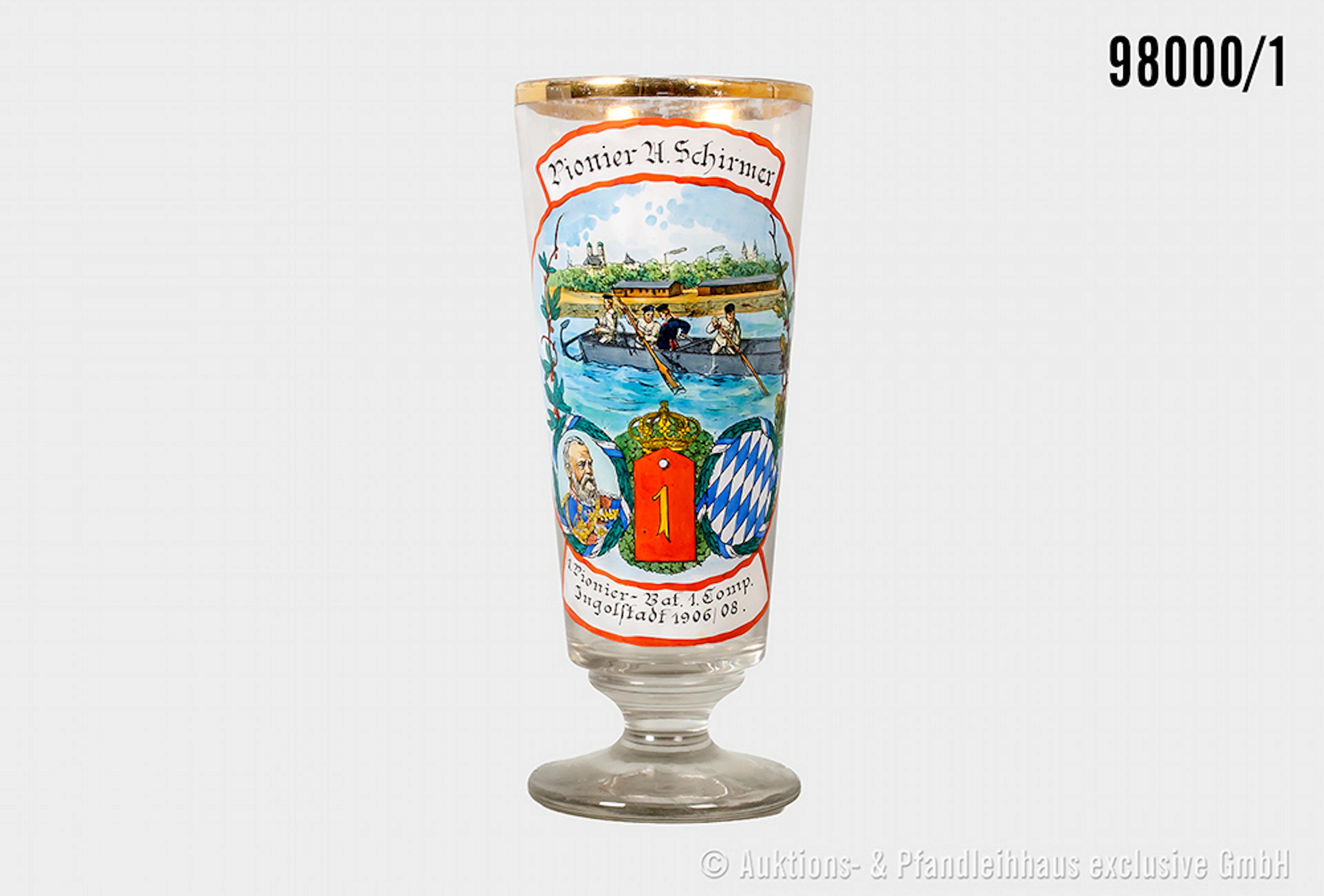 Bayern, Reservistenglas des Pionier A. Schirmer im 1. Pionier-Bataillon
