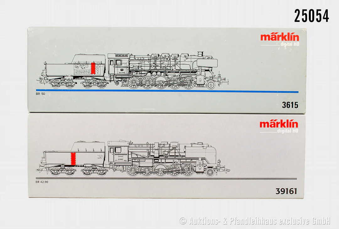 2x Märklin digital H0, Dampflok, DB: 3615, BN 50 3143 & 39161, BN