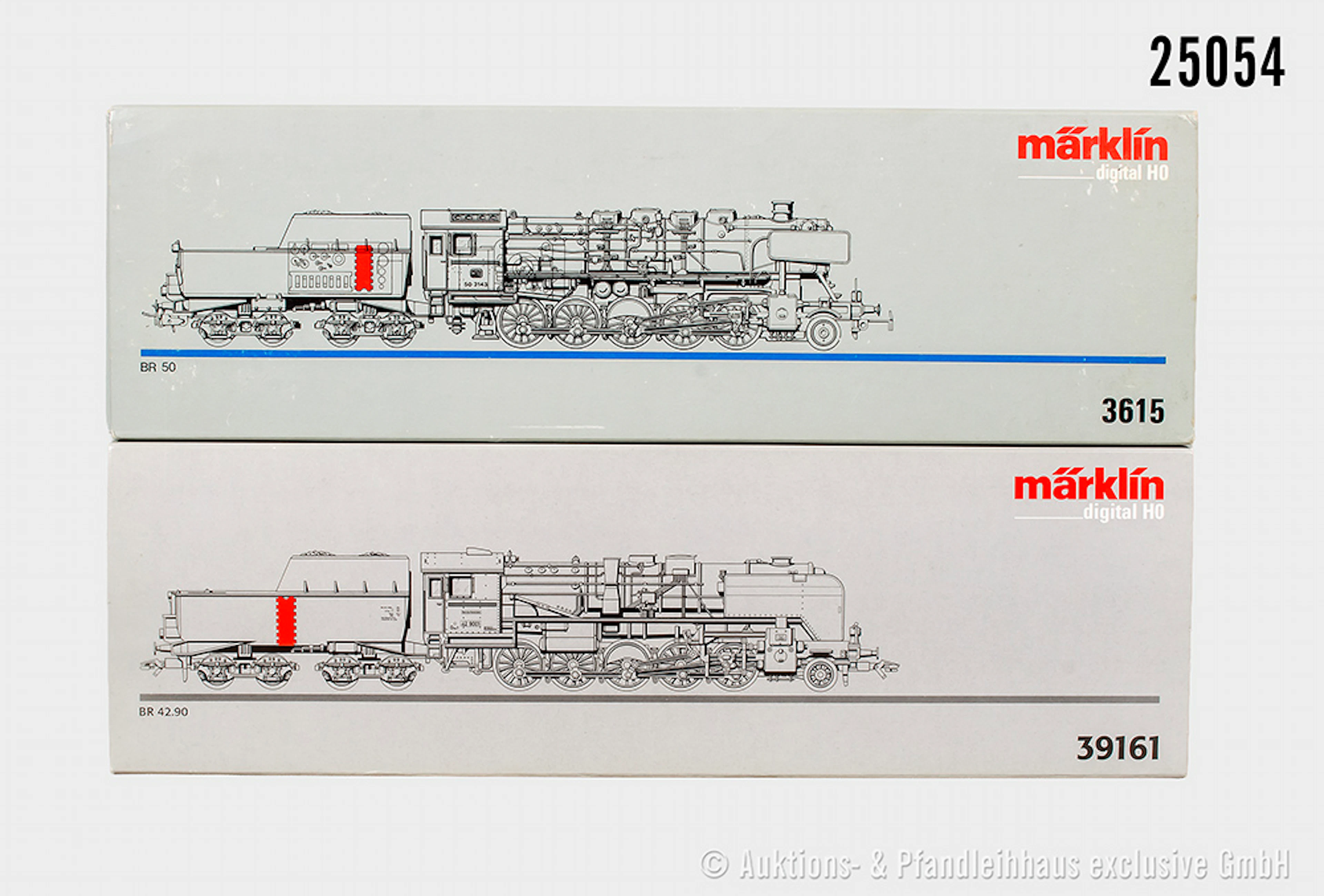 2x Märklin digital H0, Dampflok, DB: 3615, BN 50 3143 & 39161, BN
