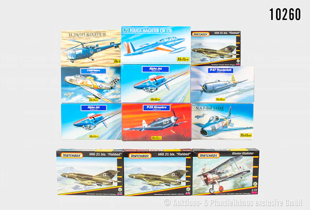 Heller/ Matchbox Modellbausätze, Militärflugzeuge, 1:72, 1x original