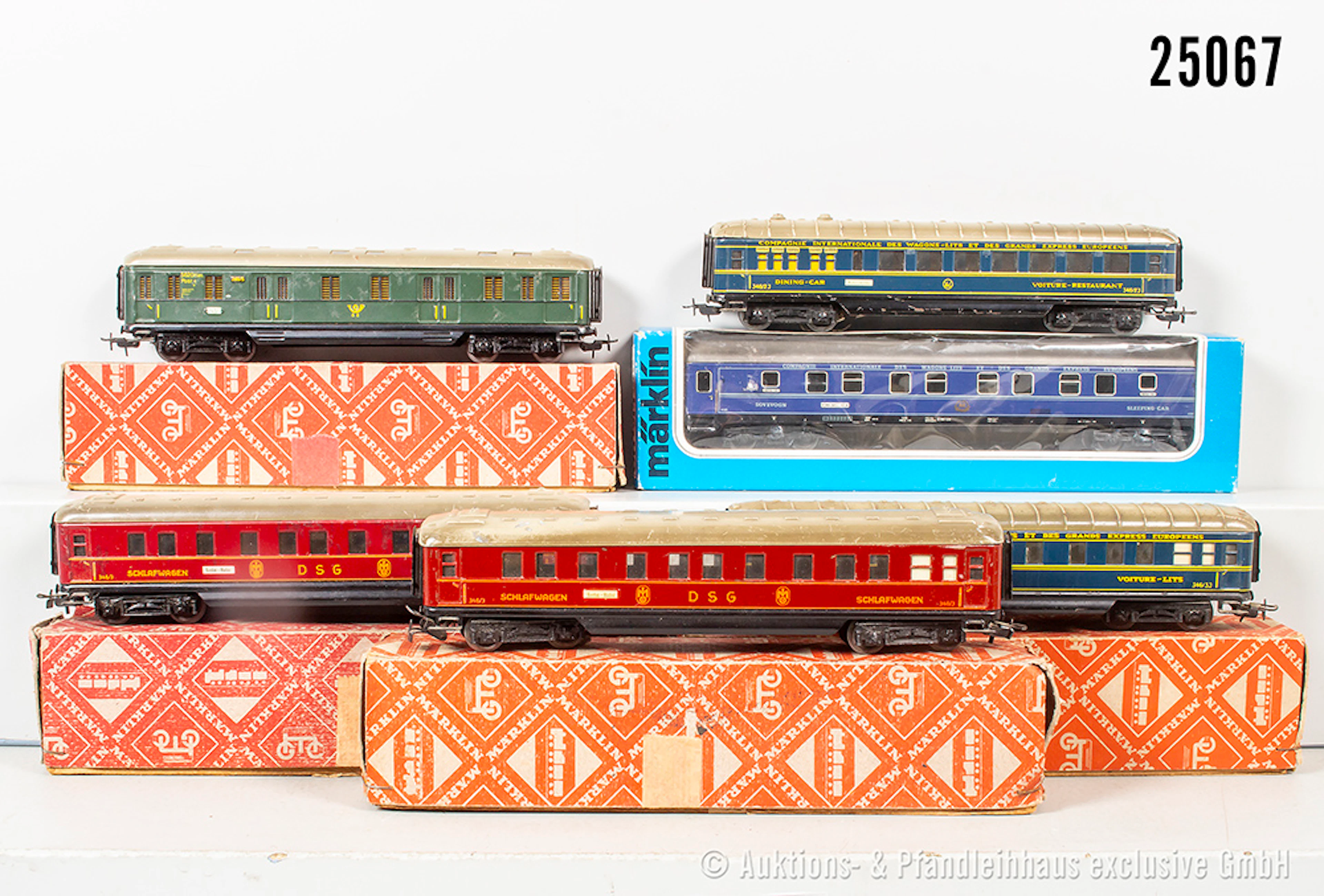Märklin H0 Reisezugwagen: 2x 4011, CIWL & 4029, CIWL & 2x 4010 & 4013