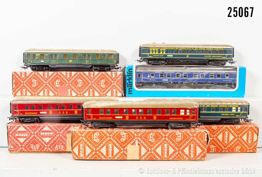 Märklin H0 Reisezugwagen: 2x 4011, CIWL & 4029, CIWL & 2x 4010 & 4013