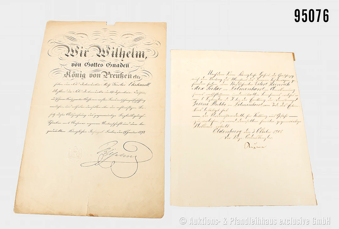 beschädigte Urkunde für das EK 2 1870 am Nichtkämpferband, Berlin