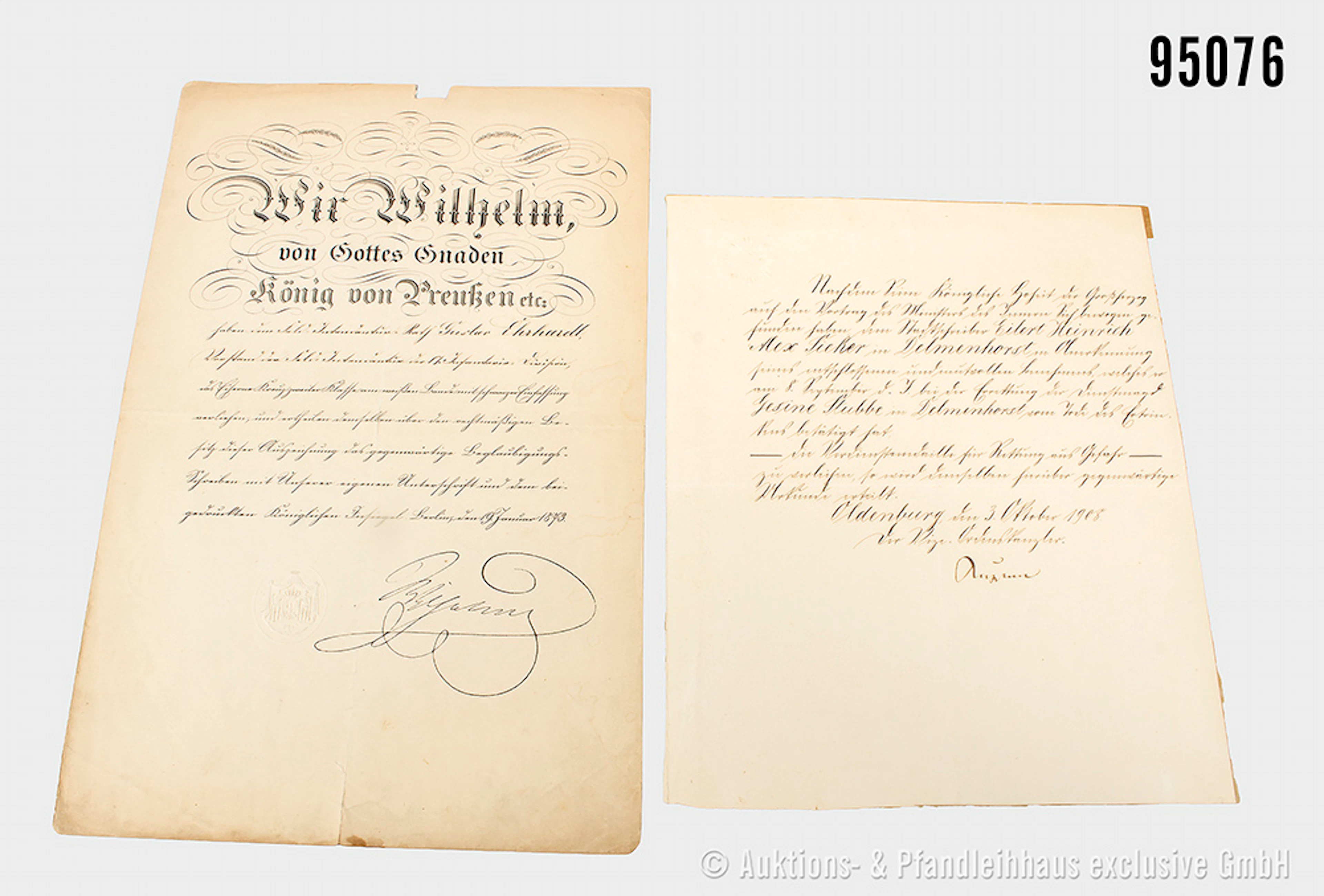 beschädigte Urkunde für das EK 2 1870 am Nichtkämpferband, Berlin