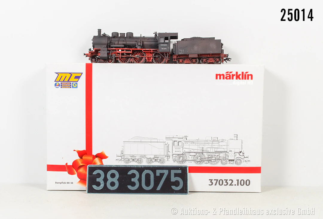 Märklin H0: 37032.100 Dampflok, DB, BN 38 3075, gealtert, mit Zertifikat