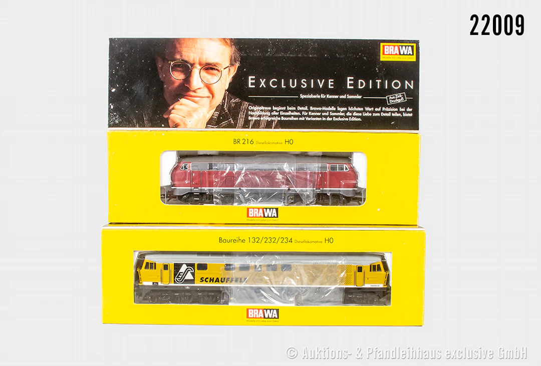 2x Dieselloks Brawa H0: 0309 "Schaufele", BN 232 01 & 0380, DB, BN
