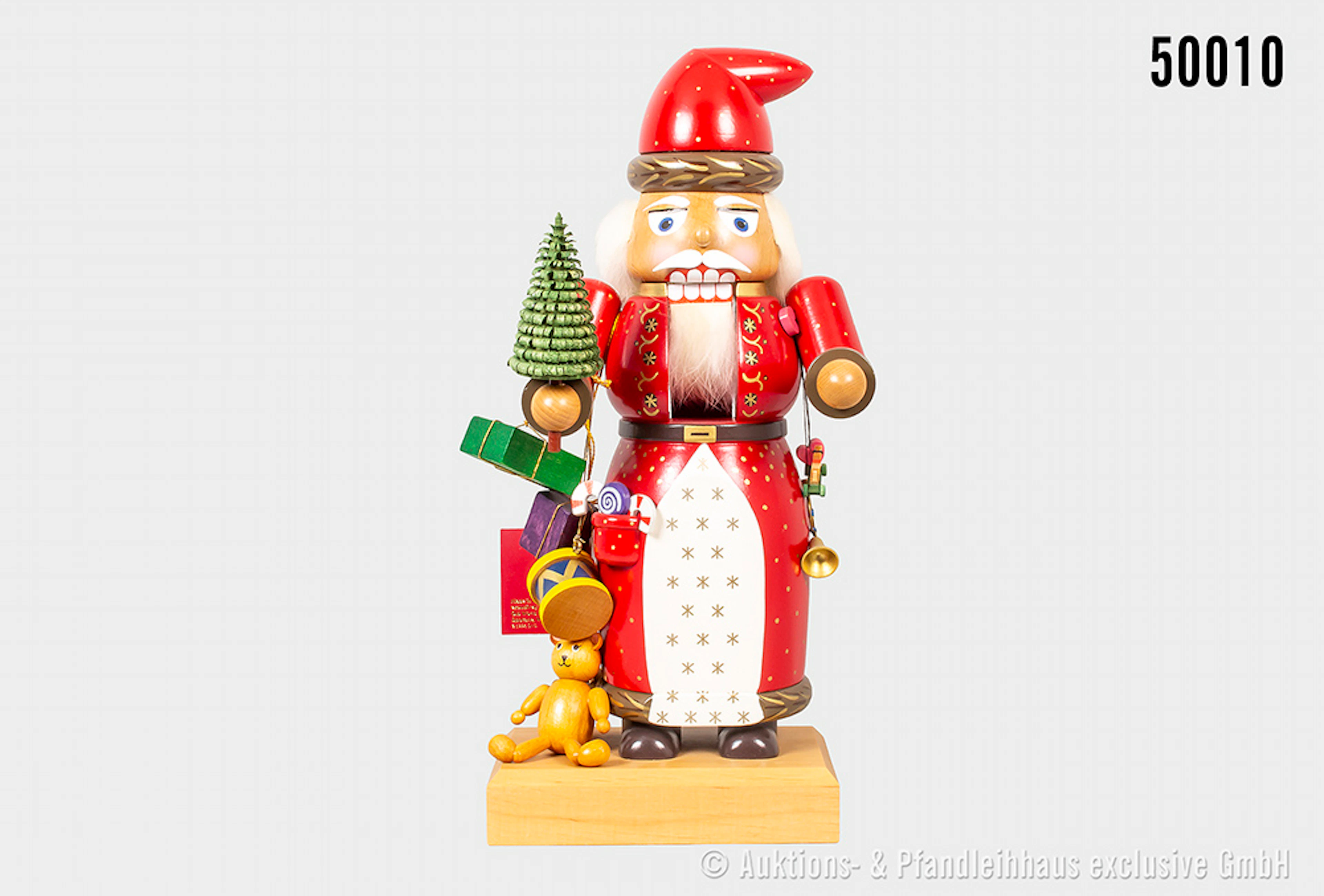 Erzgebirge KWO Nussknacker Weihnachtsmann, Holz, farbig staffiert