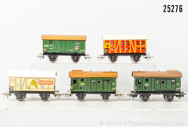 5x Märklin H0 Güterwagen: 2x 390, 388, 386, 389, Z 1-2