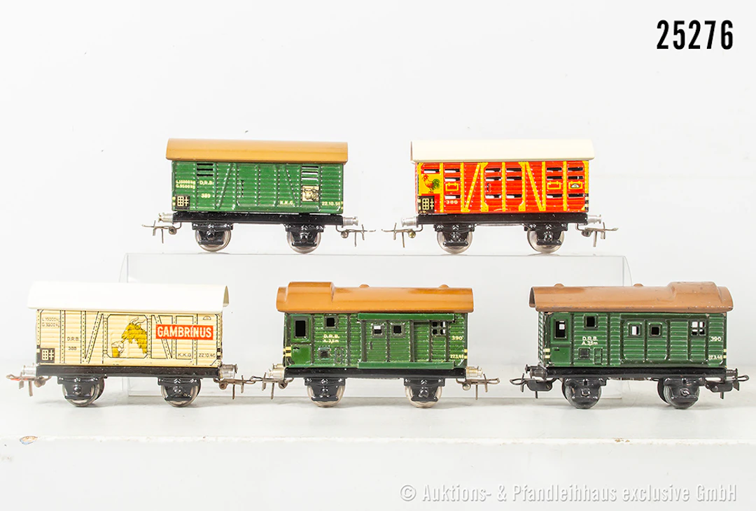 5x Märklin H0 Güterwagen: 2x 390, 388, 386, 389, Z 1-2