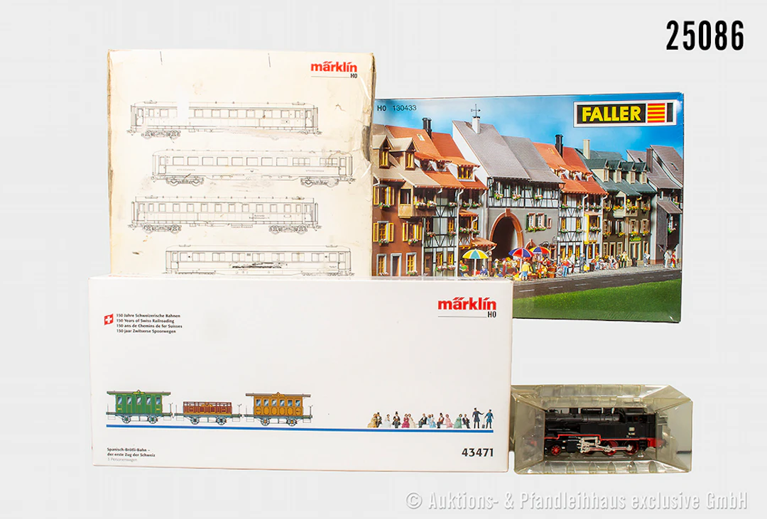 Märklin H0: Dampflok, DB, BN 74 690 & 2x Wagen-Sets 43471 Spanisch-Brötli-Bahn