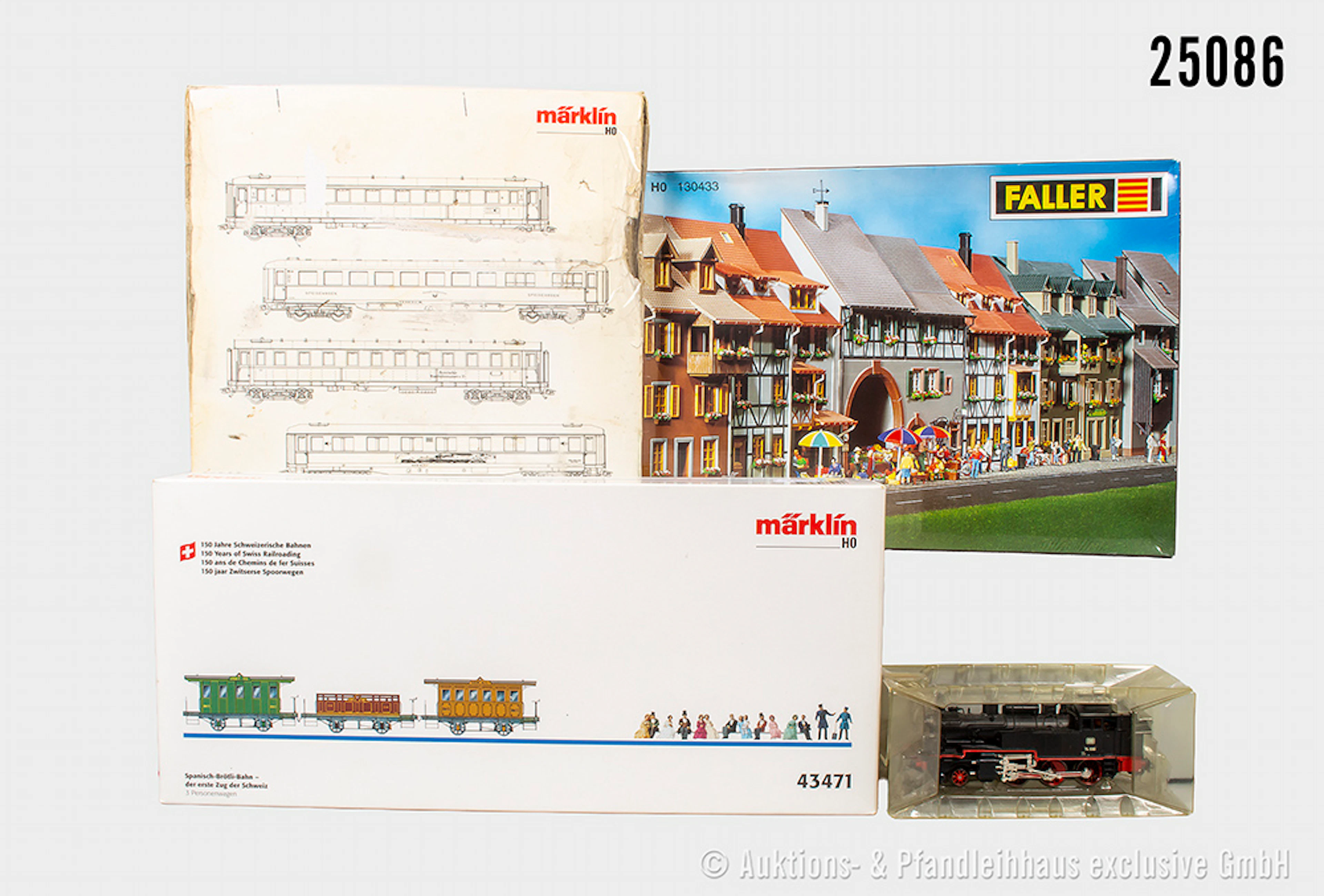 Märklin H0: Dampflok, DB, BN 74 690 & 2x Wagen-Sets 43471 Spanisch-Brötli-Bahn