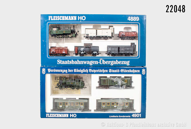 2x Fleischmann H0 Zug-Sets, Länderbahnen: 4889 Dampflok GtL 4/4, BN