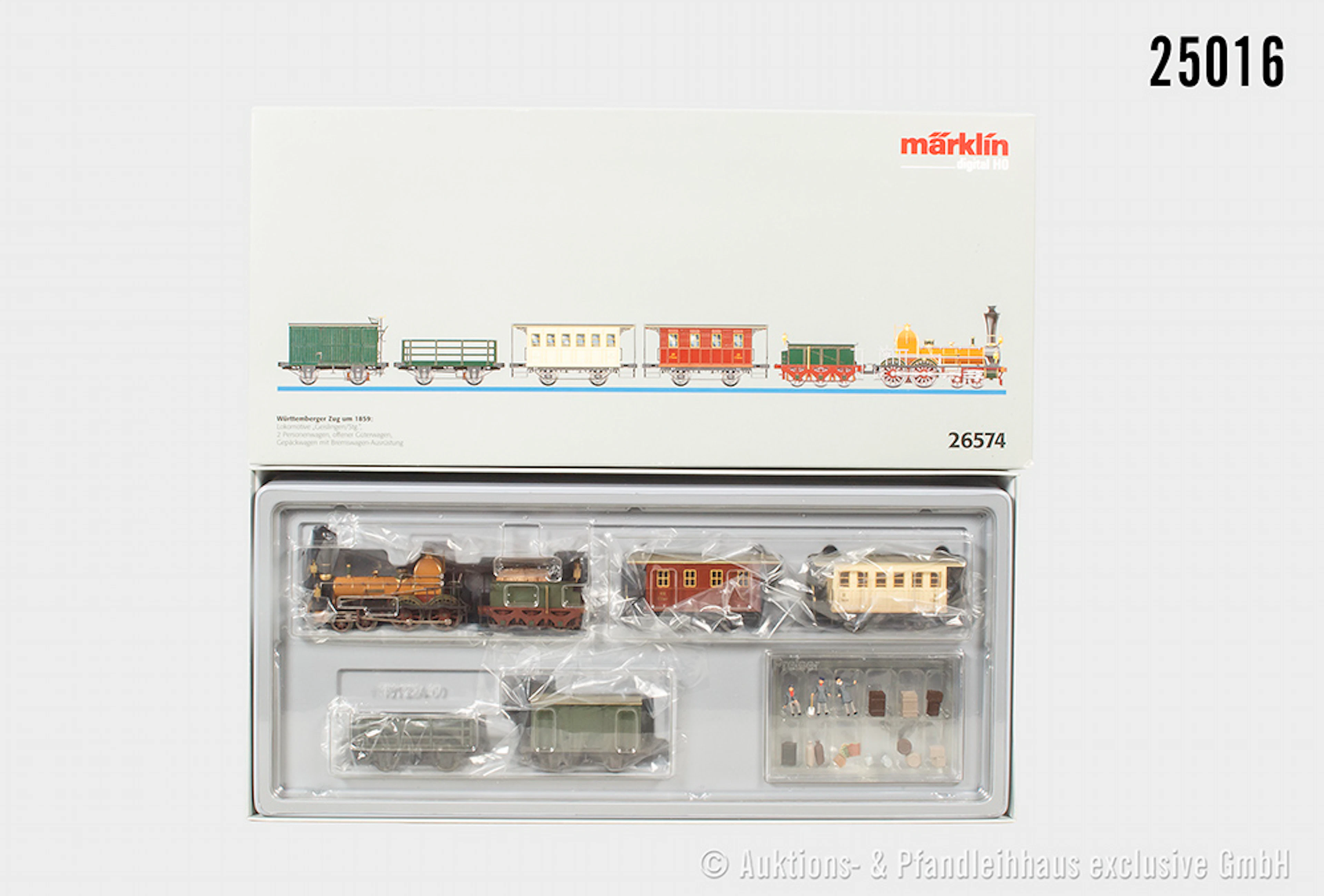 Märklin digital H0: 26574 Württemberger Zug-Set um 1859, Schlepptenderlok