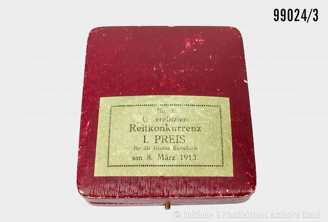 Reitpreis der Kavallerie, goldene Taschenuhr mit 2 Deckeln, beide