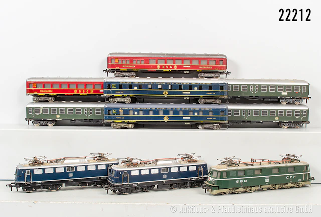 Fleischmann H0 Personenzug: 2x E-Lok, DB, BN E10 134 & E-Lok, SBB