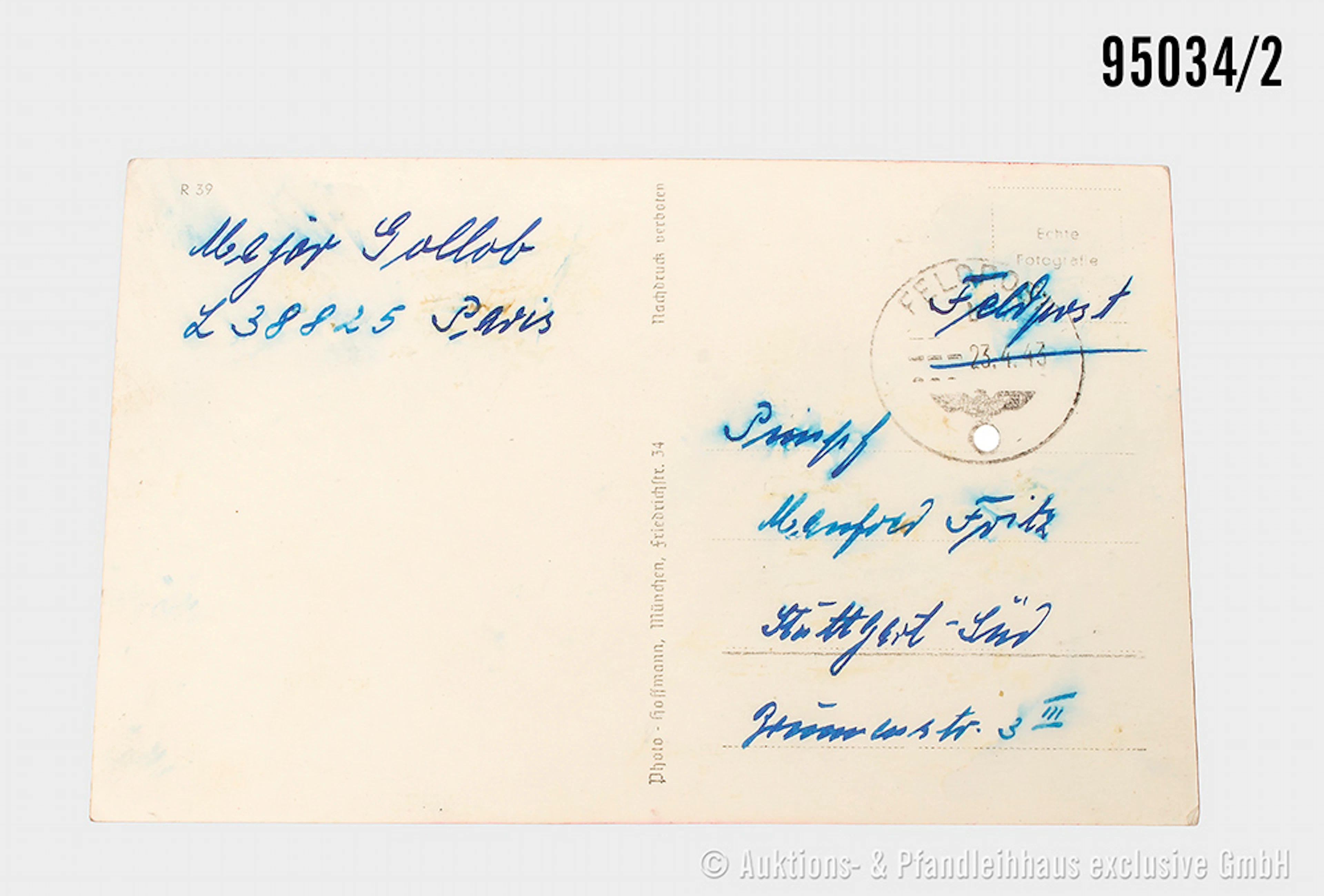 Hoffmann Ritterkreuzträger-Postkarte, Schwerterträger Major Gordon