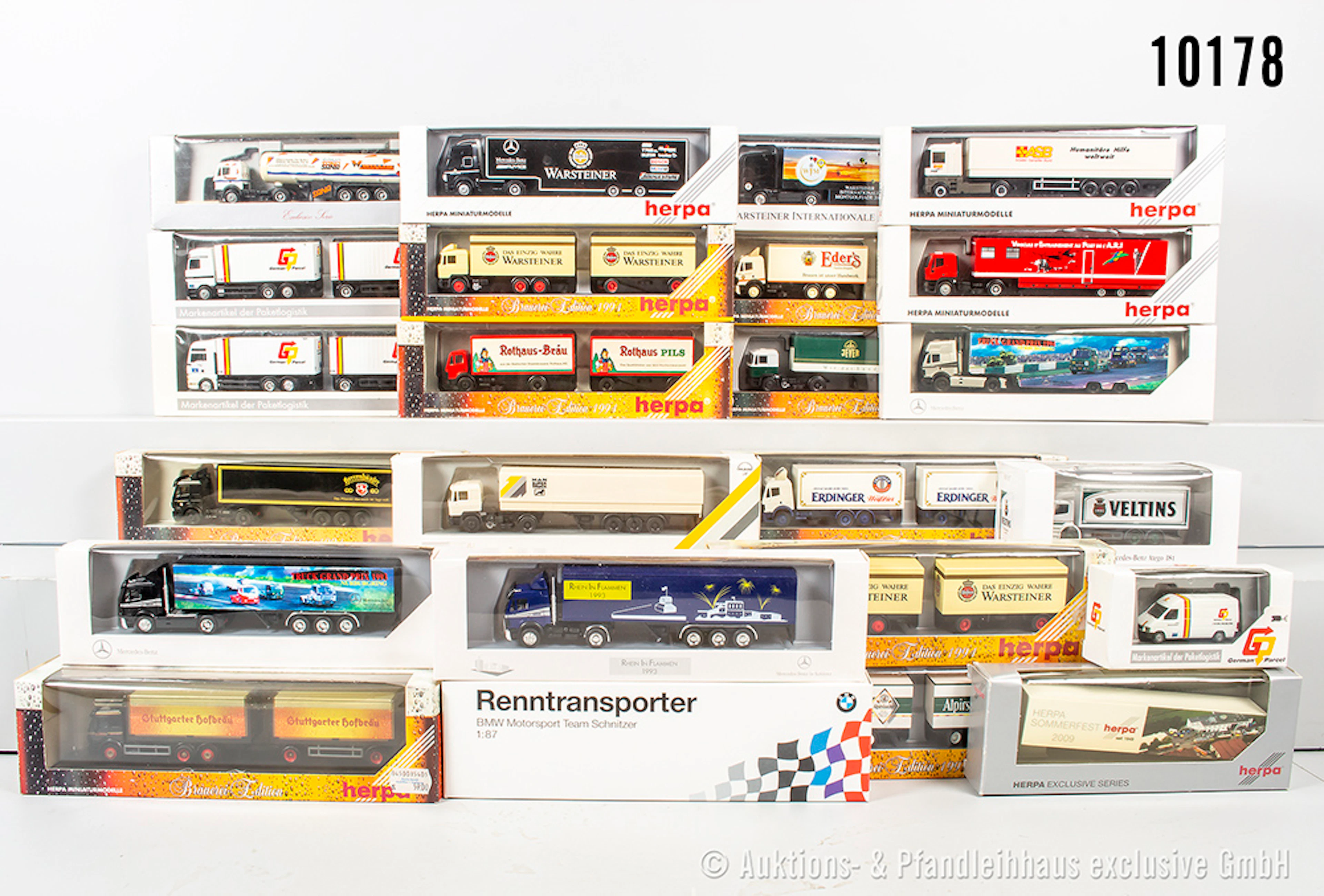 Herpa H0 Modellfahrzeuge, überwiegend Lkw, dabei Brauerei Edition