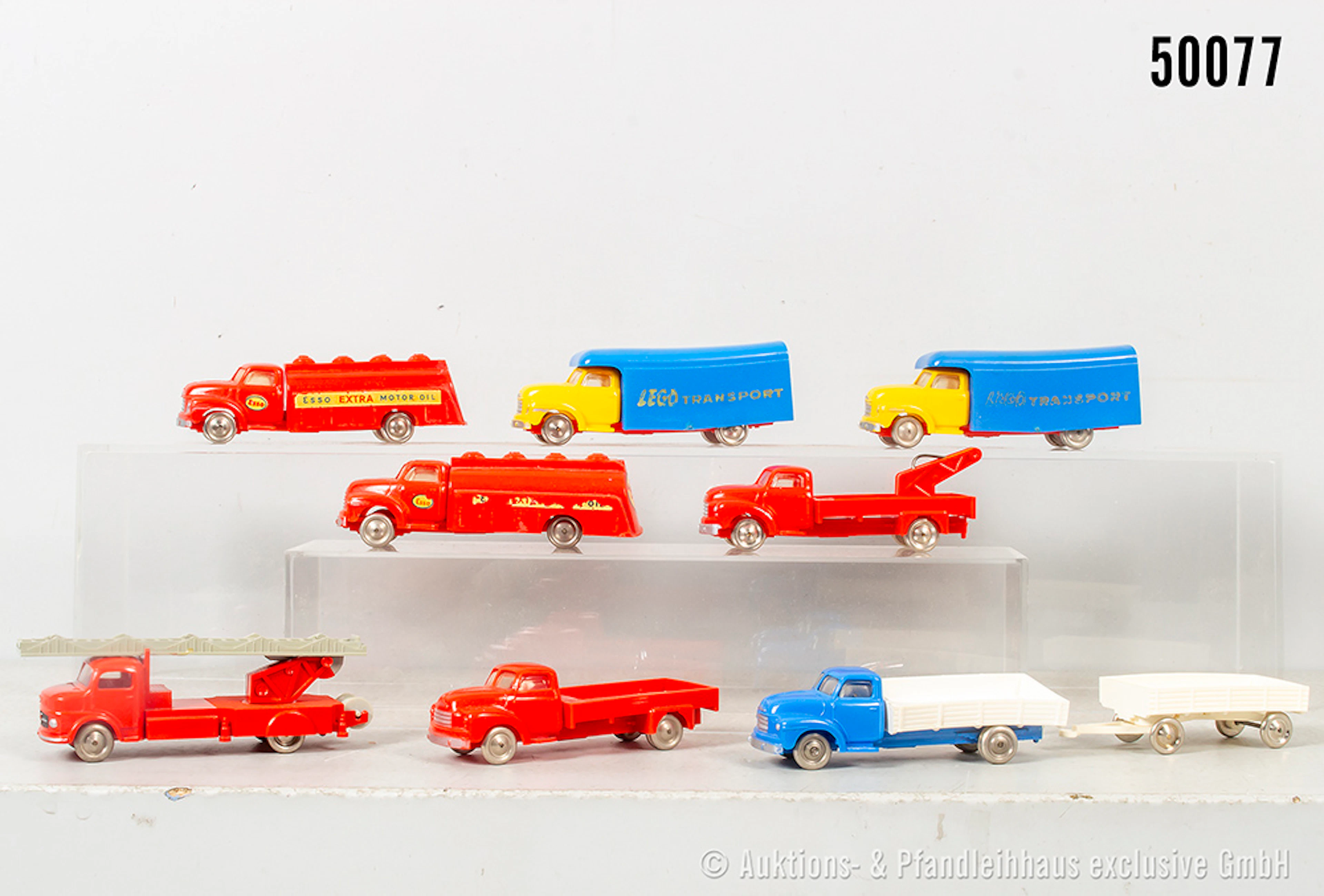 Lego H0 Modellautos, Mercedes Feuerwehr Leiterwagen, Tankwagen "Esso