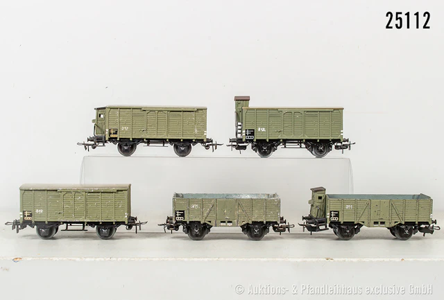 Märklin H0 Güterwagen: 312, 311, 315, 316b, 316 Nb, alle in Grau, Z 1-3