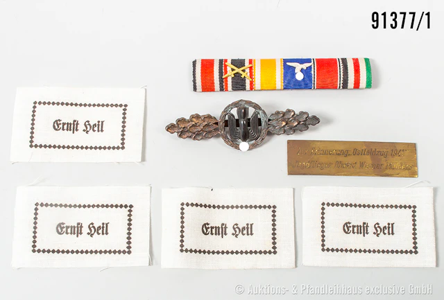 Konv. Frontflugspange für Kampfflieger in Bronze, Zinkausf., Hersteller