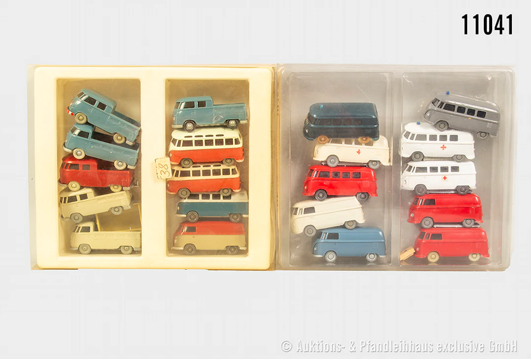 Wiking H0 Modellautos, VW T1 Busse, teils unverglast, Z 3