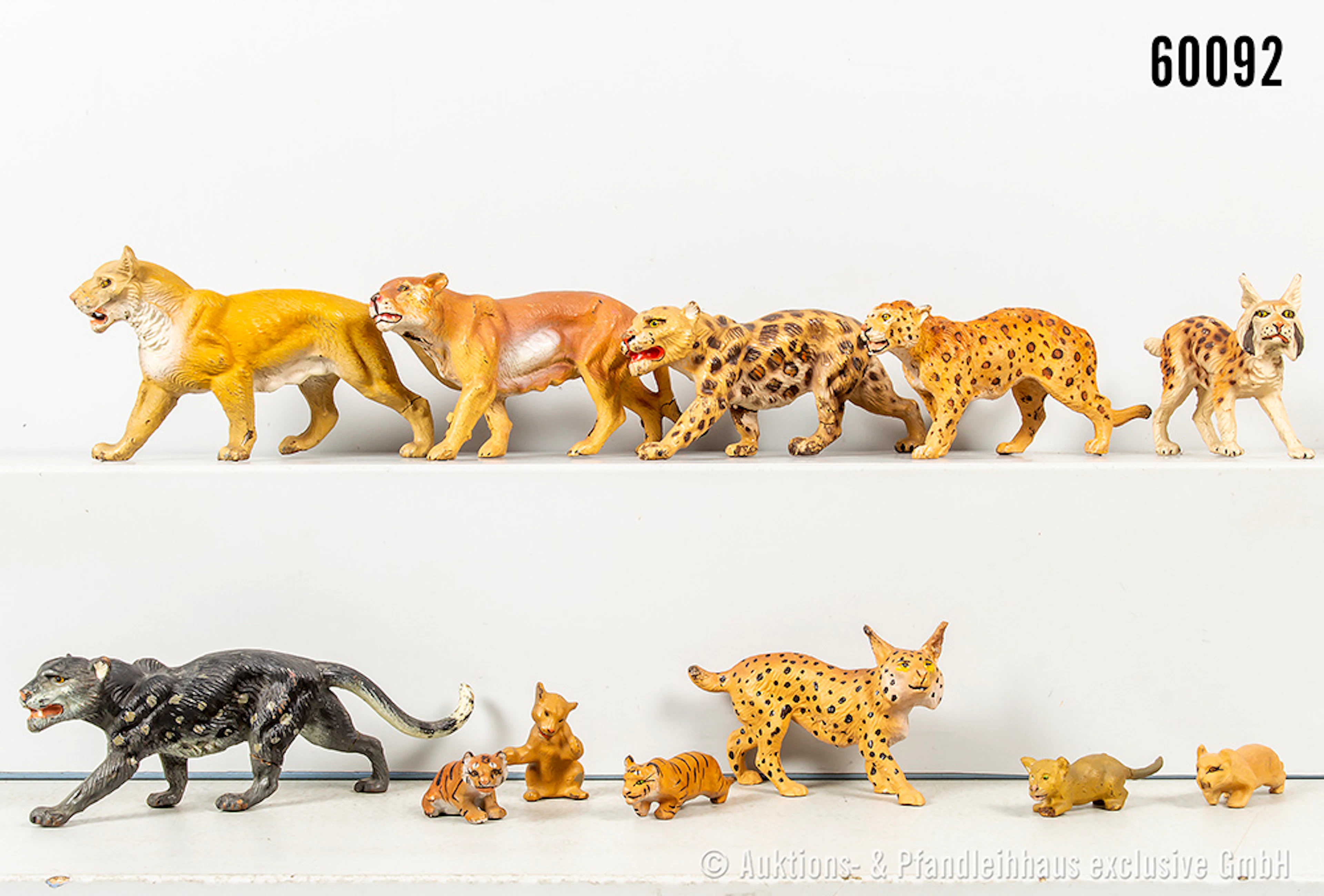Tiere, u.a. Panther, Löwin, Masse, u.a. Lineol, Elastolin, L bis ca.