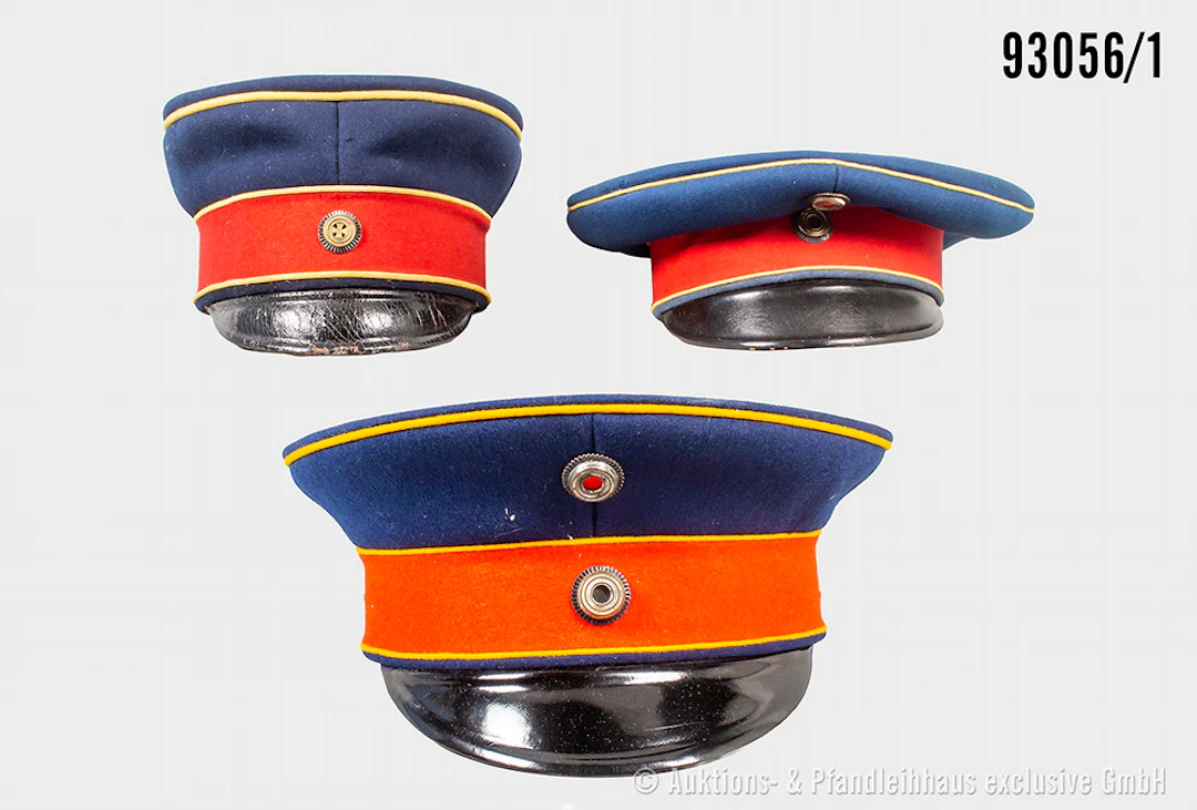 Konv. Preußen, 3 Schirmmützen für Offiziere im Husaren-Regiment 7