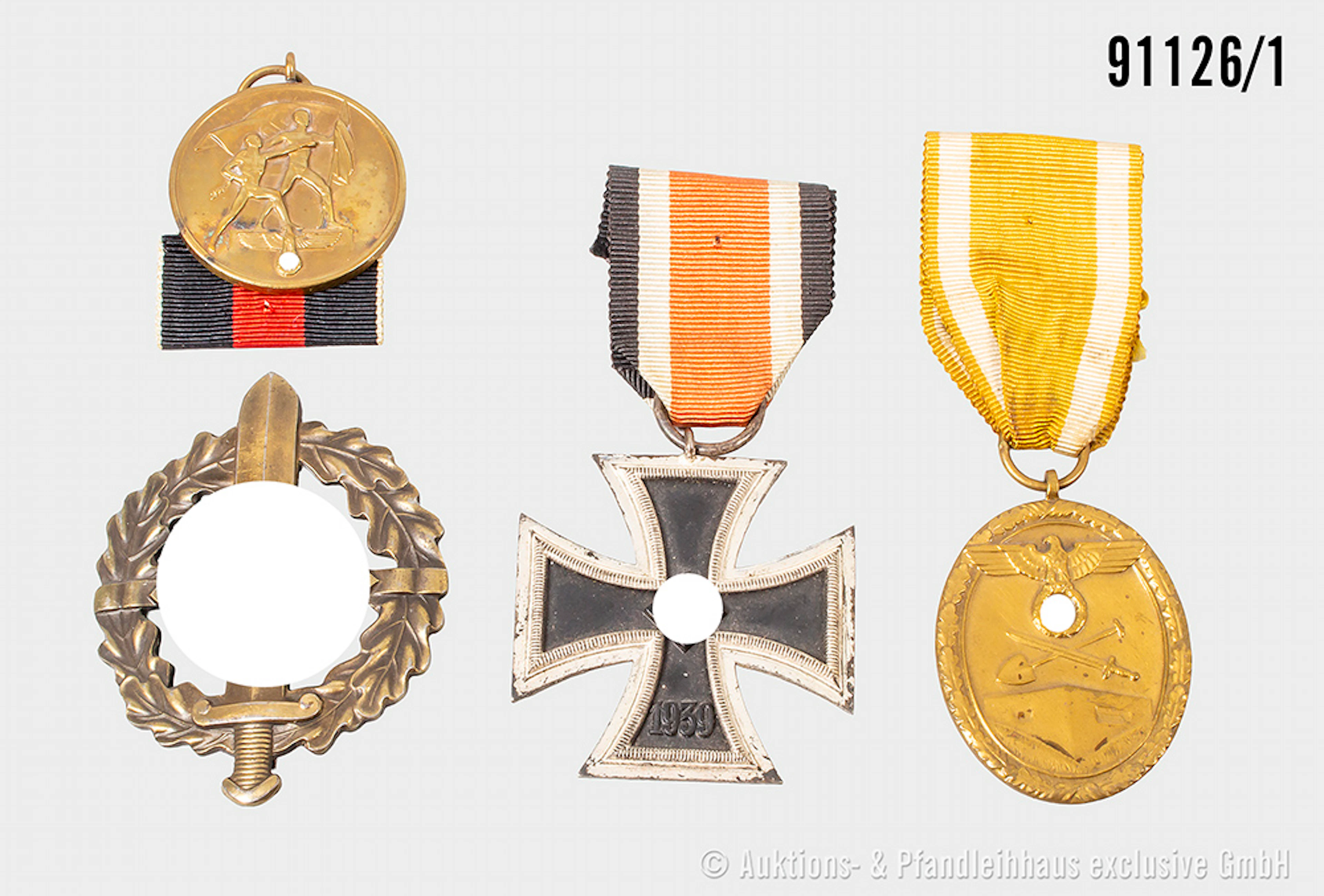 Konv. EK 2 1939, Sudetenlandmedaille, Schutzwall-Ehrenzeichen und