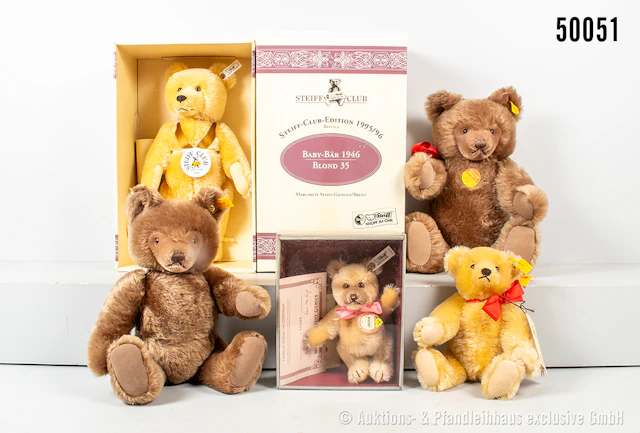 Steiff Teddy Bären, Mohair, alle KFS, Nr. 002304, 002250, 0190/17