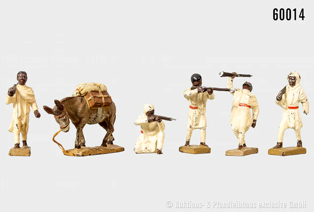 Lineol Abessinier / Kolonien und Lastenesel mit Gepäck, Masse, 7 cm